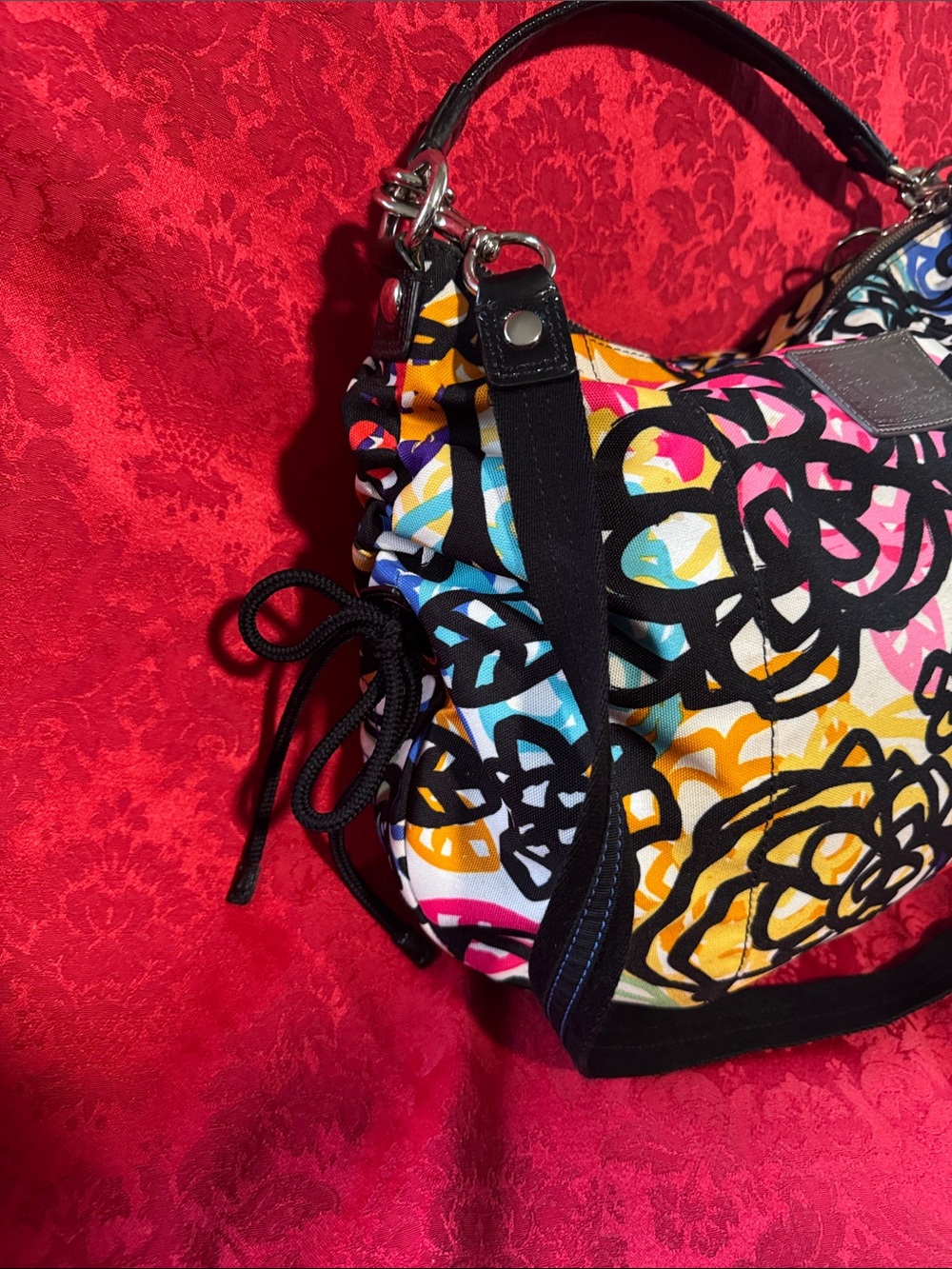 Coach 15593 Poppy Graffiti Blossom Groovy Hobo Shoulder Bag - Picture 4 of 12